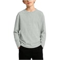thumbnail image 1 of ZVNAΖH Boys Long Sleeve Shirt, Crewneck Basic Cotton Tee, Casual School Everyday Wear, 2-13Y, 1 of 6