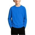 thumbnail image 1 of ZVNAΖH Boys Long Sleeve Shirt, Crewneck Basic Cotton Tee, Casual School Everyday Wear, 2-13Y, 1 of 6