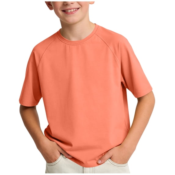 ZVNAΖH Boys' Quick Dry T-Shirt, Kids Solid Color Raglan Short Sleeve Crew Neck Athletic Top for 5-16 Years