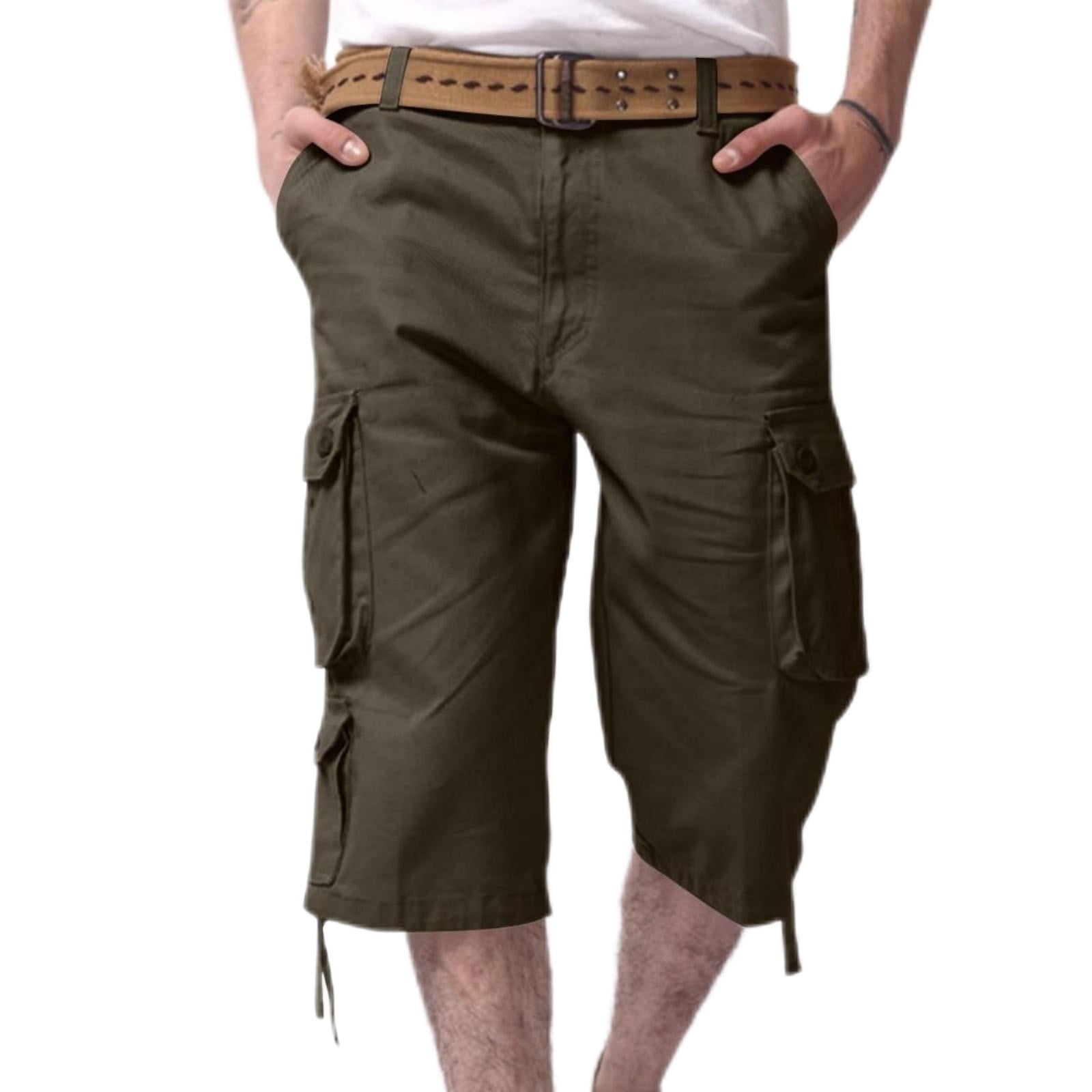 ZVNAΖH Cargo Shorts for Men Casual 3/4 Capri Pants with Pockets Long ...