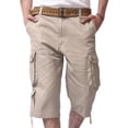 thumbnail image 1 of ZVNAΖH Cargo Shorts for Men Casual 3/4 Capri Pants with Pockets Long Below Knee Length Loose Fit Hiking Work, 1 of 6