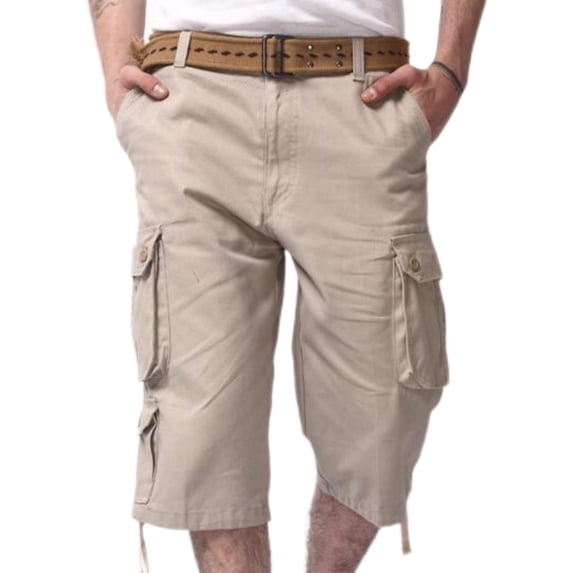 ZVNAΖH Cargo Shorts for Men Casual 3/4 Capri Pants with Pockets Long Below Knee Length Loose Fit Hiking Work