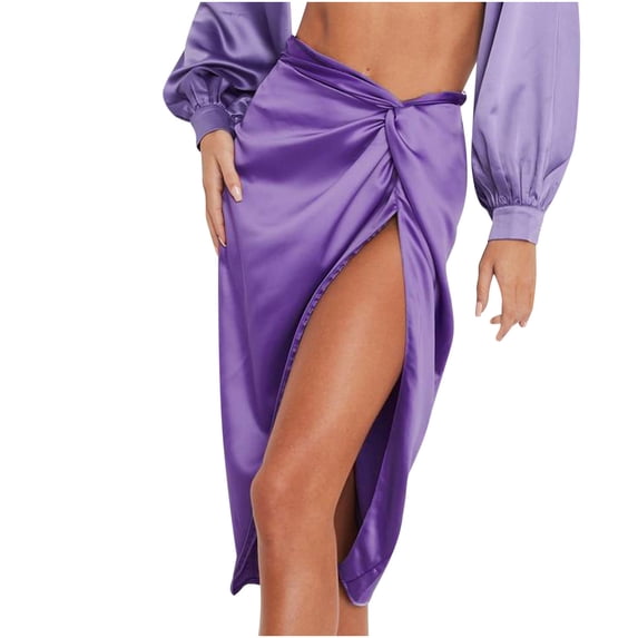 ZVNAΖH Clearance 2025! Skirts for Women Summer Skirts Wrap Hip Short Skirt High Waist Zipper Split A-Line Solid Color Half-body Skirt