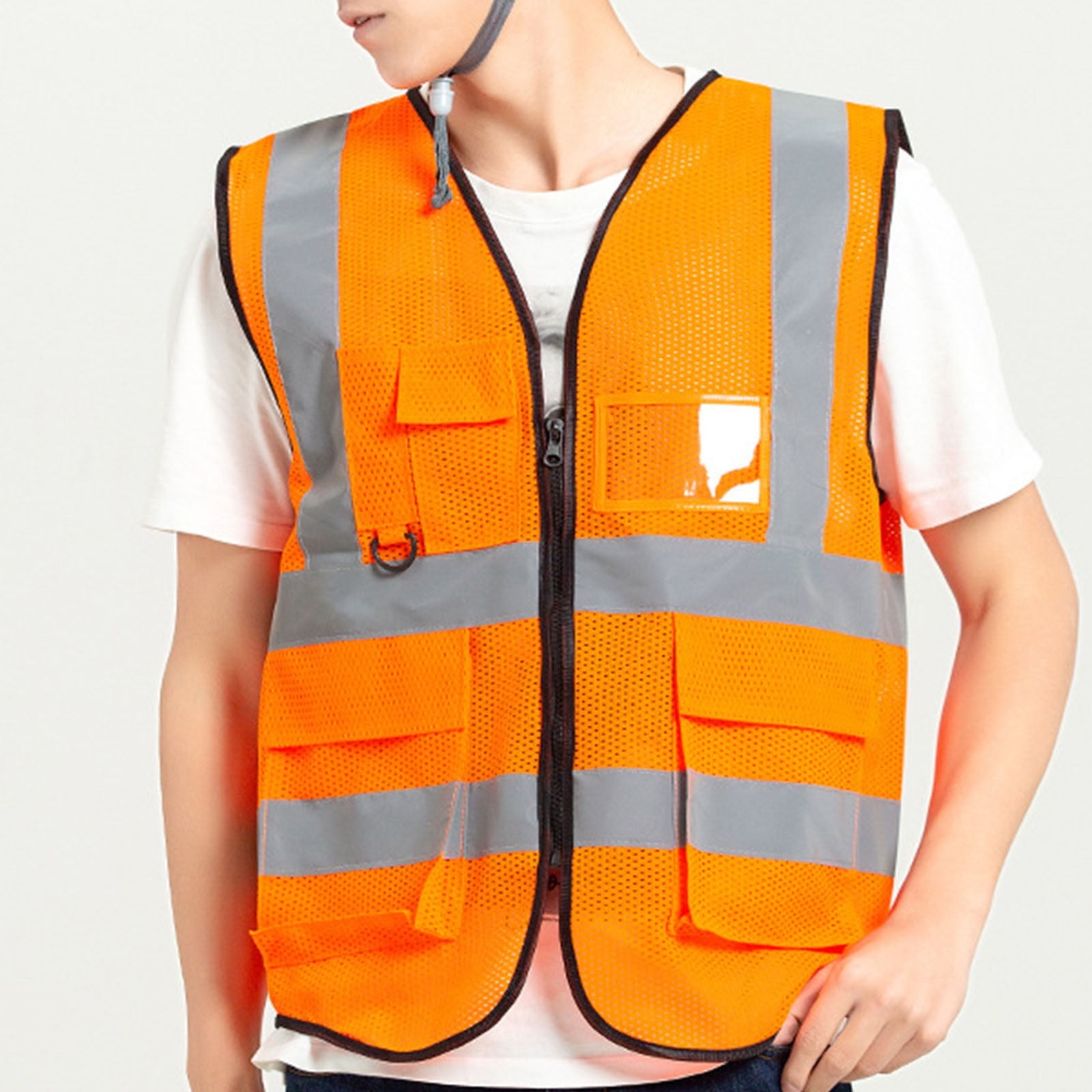AWLYLNLL Neon Orange High Visibility Safety Vest, Reflective