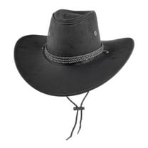 ZVNAΖH Cowboy Hat Men Western, Suede Drawstring Sun Protection Hats, Outdoor Hiking Hats, Jazz Hats