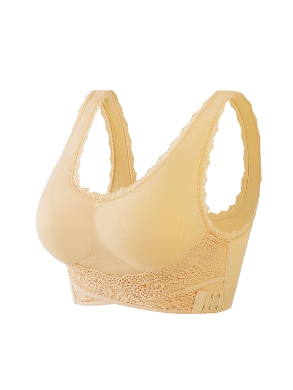 ZVNAΖH Crossover Closure Bras for Women, Plus Size Adjustable Lace Printed Comfortable Bras, Wireless Breathable Bras