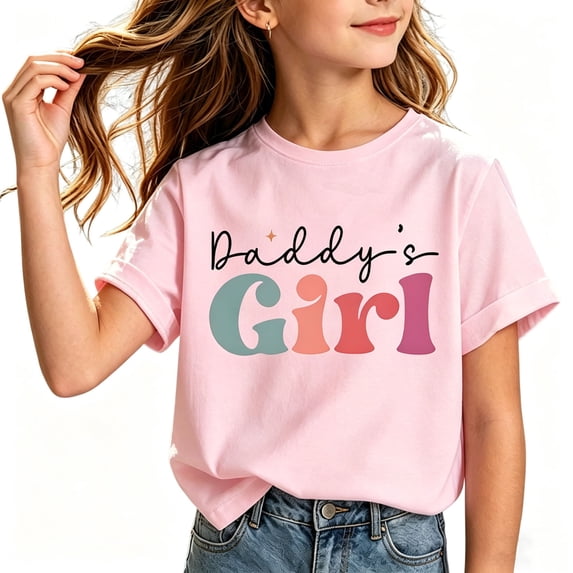 ZVNAΖH Girls' "Daddy's Girl" Print T-Shirt, Kids Cotton Short Sleeve Crew Neck Casual Top for 2-12 Years