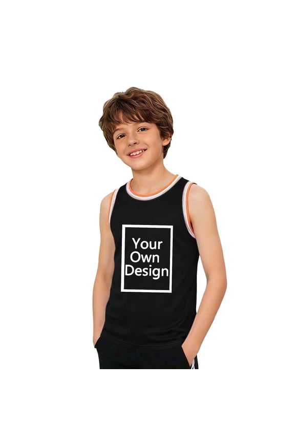 ZVNAΖH Kids Boys' Custom Basketball Jersey, Quick Dry Mesh Sleeveless Tank for Sports, Team Uniforms & Casual Wear (3-17Y)