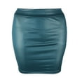 thumbnail image 1 of ZVNAΖH Leather Skirts for Women, Women's Basic High Waisted Mini Short Pencil Bodycon Faux Leather Skirt, 1 of 2