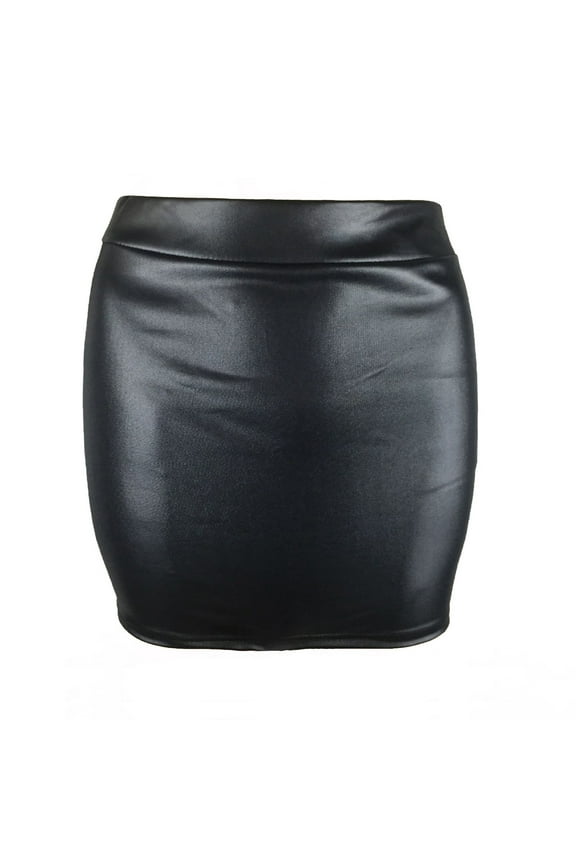 ZVNAΖH Leather Skirts for Women, Women's Basic High Waisted Mini Short Pencil Bodycon Faux Leather Skirt