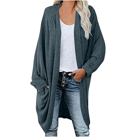 ZVNAΖH Long Cardigan Sweaters for Women Lightweight Open Front Cardigan Solid Color Knit Cardigan Casual Long Sleeve Sweater On Clearance