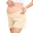 thumbnail image 1 of ZVNAΖH Maternity Lounge Shorts Comfy Ribbed Knit Sleep Shorts Low Waist Breathable Lace Trim Home Shorts for Pregnancy, M-3XL, 1 of 6