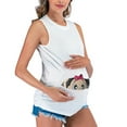 thumbnail image 1 of ZVNAΖH Maternity Tank Tops Funny Graphic Summer Sleeveless Crew Neck Slim Fitted Blouse Side Ruched Pregnancy Shirts, 1 of 8