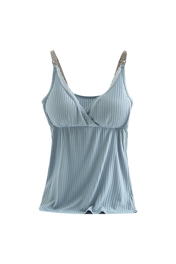 ZVNAΖH Maternity Tank Tops for Women Built in Bra Breast Feeding Tops Nursing Camisole Lounge Sleepwear