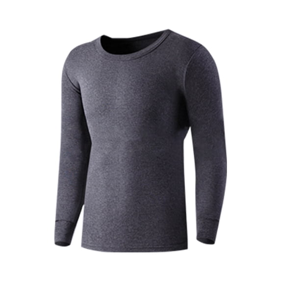 ZVNAΖH Men's 100% Cotton Heavyweight Thermal Top, Crewneck Long Sleeve Base Layer Shirt, Winter Warm Underwear, M-4XL