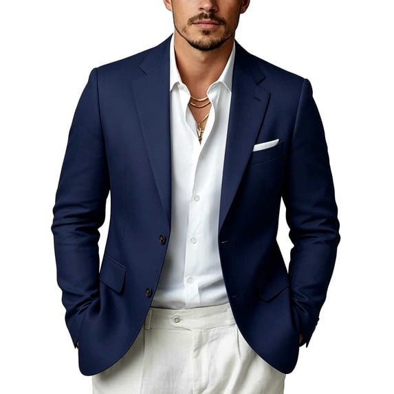 ZVNAΖH Men's 2 Button Slim Fit Blazer, Notch Lapel Suit Jacket with Flap Pockets, Lightweight Casual Outerwear, XXS-L