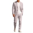thumbnail image 1 of ZVNAΖH Men's 2 Piece Linen Suits Set Regular Fit Casual Lightweight One Button Blazer Jacket and Pull-on Pant Summer Beach Wedding, M-4XL, 1 of 9