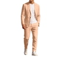 thumbnail image 1 of ZVNAΖH Men's 2 Piece Linen Suits Set Regular Fit Casual Lightweight One Button Blazer Jacket and Pull-on Pant Summer Beach Wedding, M-4XL, 1 of 9