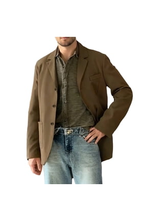 ZVNAΖH Men's 3 Button Blazer, Relaxed Fit Casual Suit Jacket with Patch Pockets, Lightweight Business Outerwear, S-3XL