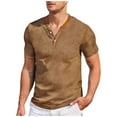 thumbnail image 1 of ZVNAΖH Men's 3 Button Short Sleeve Collar Shirts Casual Solid Basic Henley Shirts Summer Lightweight T-Shirts, 1 of 9