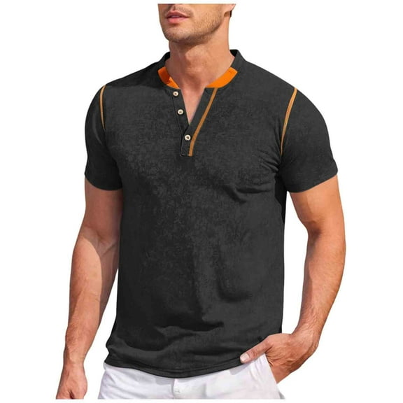 ZVNAΖH Men's 3 Button Short Sleeve Collar Shirts Casual Solid Basic Henley Shirts Summer Lightweight T-Shirts