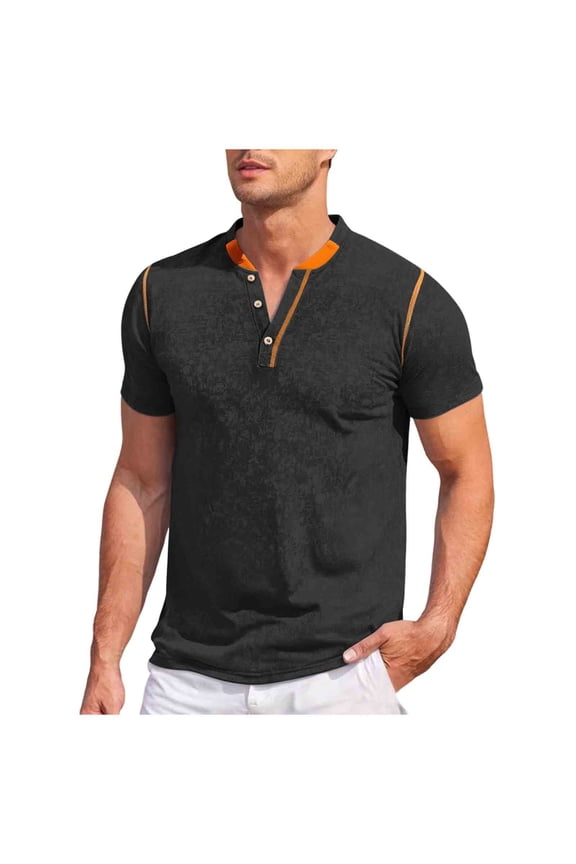 ZVNAΖH Men's 3 Button Short Sleeve Collar Shirts Casual Solid Basic Henley Shirts Summer Lightweight T-Shirts