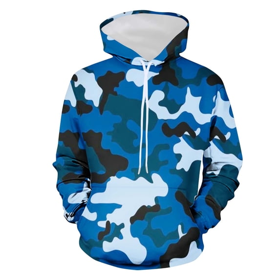 ZVNAΖH Men's 3D Camouflage Print Hoodie, Long Sleeve Casual Pullover with Contrast Hood Lining, Drawstring Hood and Kangaroo Pocket, S-4XL