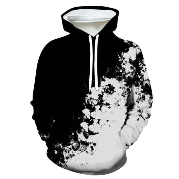 ZVNAΖH Men's 3D Splash Print Hoodie, Gradient Color Block Long Sleeve Pullover, Casual Graphic Hooded Sweatshirt with Drawstring Hood, S-4XL