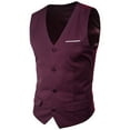 thumbnail image 1 of ZVNAΖH Men's 4-Button Twill Suit Vest, Slim Fit V-Neck Waistcoat with Pocket Square, Formal Business Outerwear, US 4-12, 1 of 8