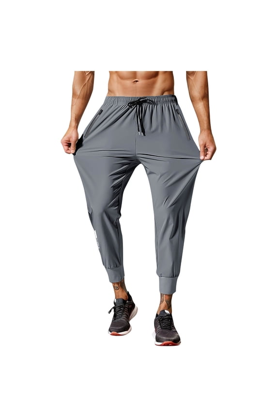 ZVNAΖH Men's Athletic Pants with Zipper Pockets, Lightweight Quick Dry Workout Joggers, Stretch Nylon Fabric, for Gym Running Training