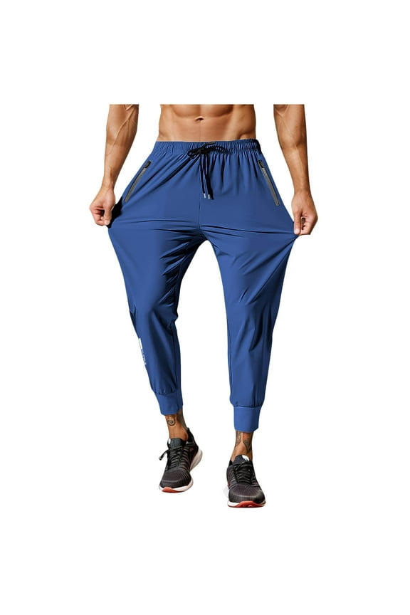 ZVNAΖH Men's Athletic Pants with Zipper Pockets, Lightweight Quick Dry Workout Joggers, Stretch Nylon Fabric, for Gym Running Training