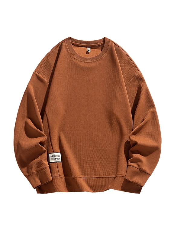 ZVNAΖH Men's Big & Tall Waffle Knit Crewneck Sweatshirt Loose Fit Long Sleeve Fall Casual Pullover, 1X-6X