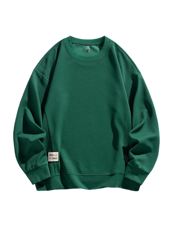 ZVNAΖH Men's Big & Tall Waffle Knit Crewneck Sweatshirt Loose Fit Long Sleeve Fall Casual Pullover, 1X-6X