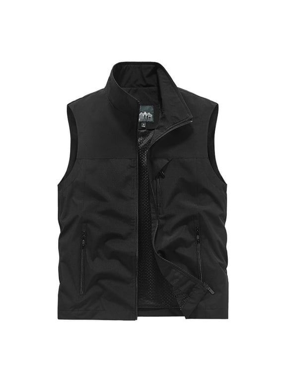 ZVNAΖH Men's Casual Lightweight Outdoor Vest Zip up Sleeveless Jacket with Zipper Pockets Fishing Hiking Camping Vest