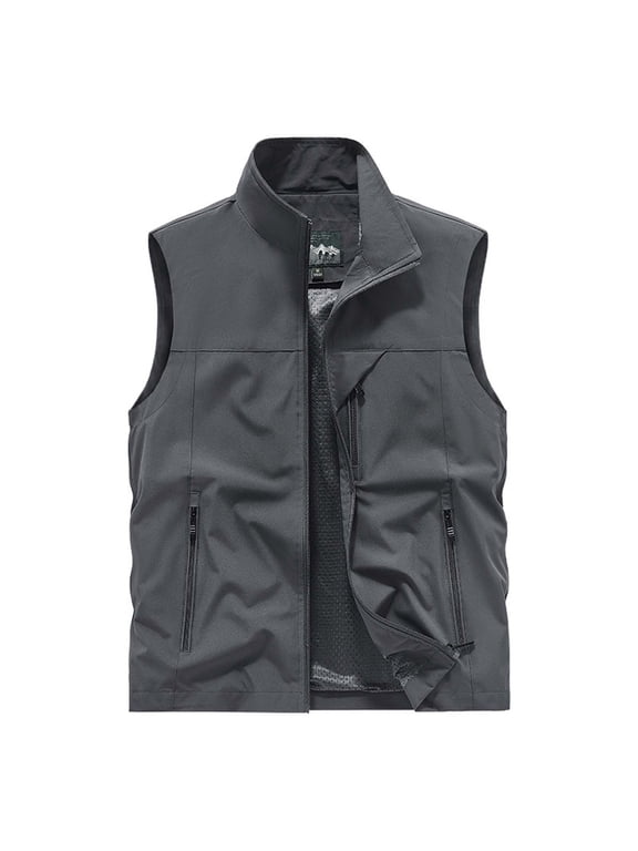 ZVNAΖH Men's Casual Lightweight Outdoor Vest Zip up Sleeveless Jacket with Zipper Pockets Fishing Hiking Camping Vest
