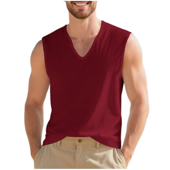 ZVNAΖH Men's Casual Tank Tops Cotton V Neck Sleeveless T Shirts Summer Beach Lightweight Muscle Tee