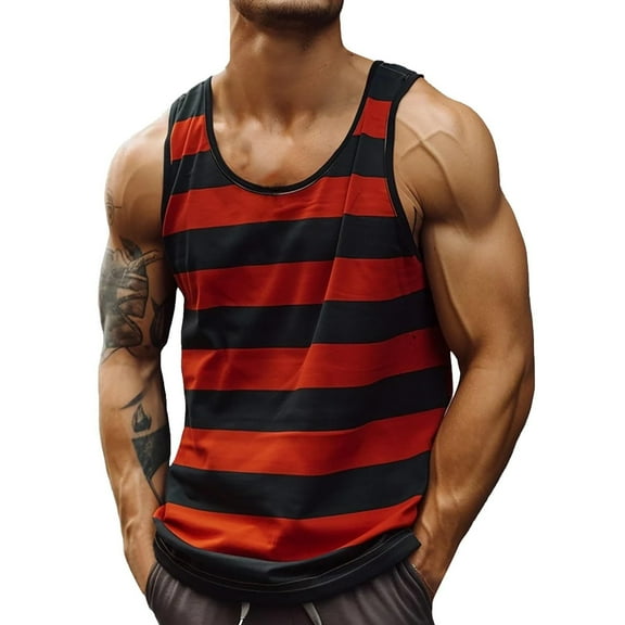 ZVNAΖH Men's Casual Tank Tops Crew Neck Sleeveless T Shirts Summer Beach Lightweight Muscle Tee Striped/Colorblock
