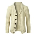 thumbnail image 1 of ZVNAΖH Men's Casual Wool Blend Long Sleeve Shawl Collar Buttons Down Cable Knit Cardigan Sweater, 1 of 8