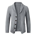 thumbnail image 1 of ZVNAΖH Men's Casual Wool Blend Long Sleeve Shawl Collar Buttons Down Cable Knit Cardigan Sweater, 1 of 8