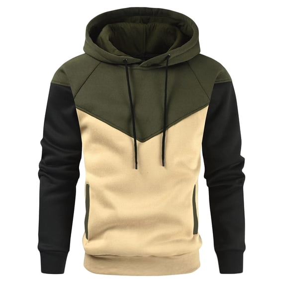 ZVNAΖH Men's Color Block Hoodie, Slim Fit Long Sleeve Raglan Pullover with Drawstring Hood and Side Pockets, M-3XL