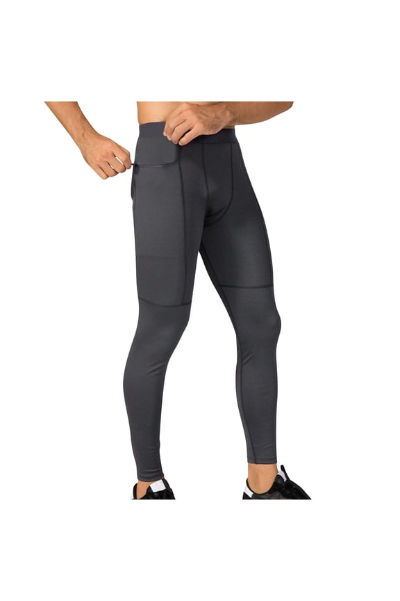 ZVNAΖH Men's Compression Pants with Pockets, Athletic Leggings Baselayer Workout Tights for Running Yoga Gym Basketball
