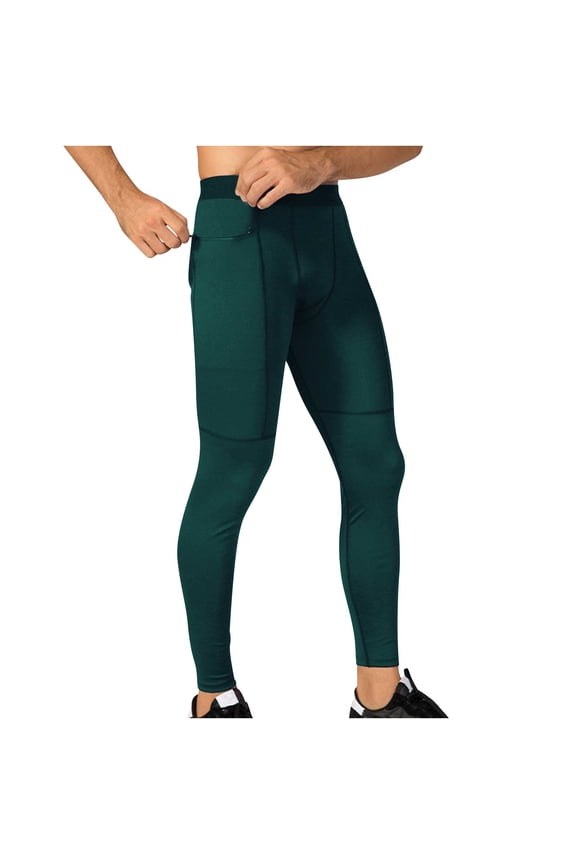 ZVNAΖH Men's Compression Pants with Pockets, Athletic Leggings Baselayer Workout Tights for Running Yoga Gym Basketball