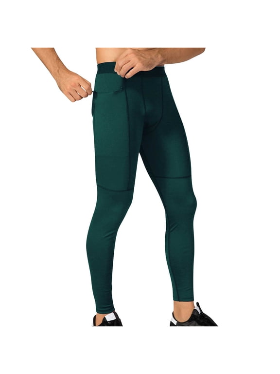 ZVNAΖH Men's Compression Pants with Pockets, Athletic Leggings Baselayer Workout Tights for Running Yoga Gym Basketball