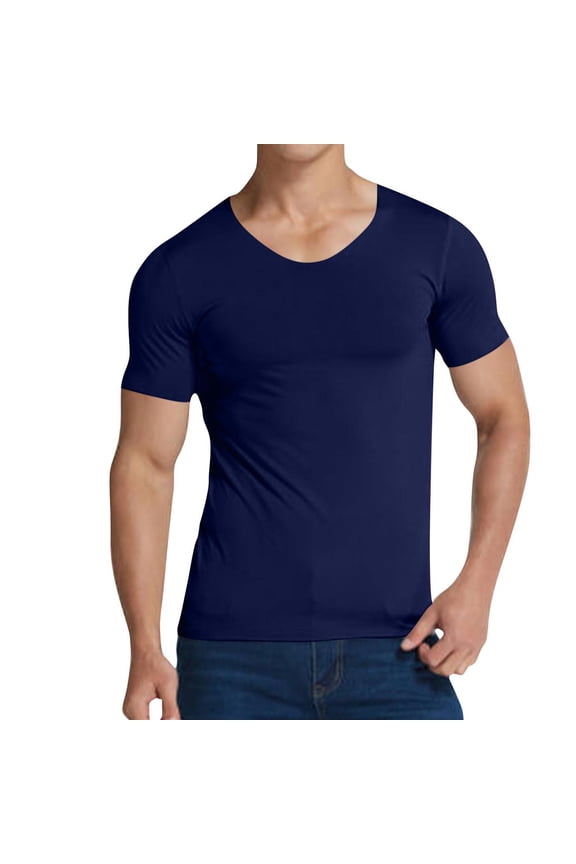 ZVNAΖH Men's Compression Shirt V-Neck Short Sleeve Workout Running Sports T-Shirt Cool Dry Athletic Base Layer Undershirts, Available in Big & Tall