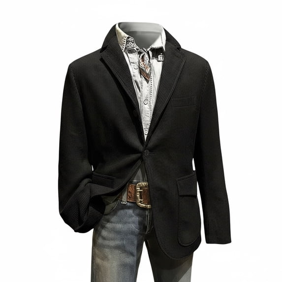 ZVNAΖH Men's Corduroy Christmas Blazer, Single Breasted Holiday Party Jacket with Pockets, Casual Winter Outerwear, S-2XL