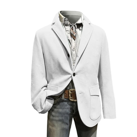 ZVNAΖH Men's Corduroy Christmas Blazer, Single Breasted Holiday Party Jacket with Pockets, Casual Winter Outerwear, S-2XL