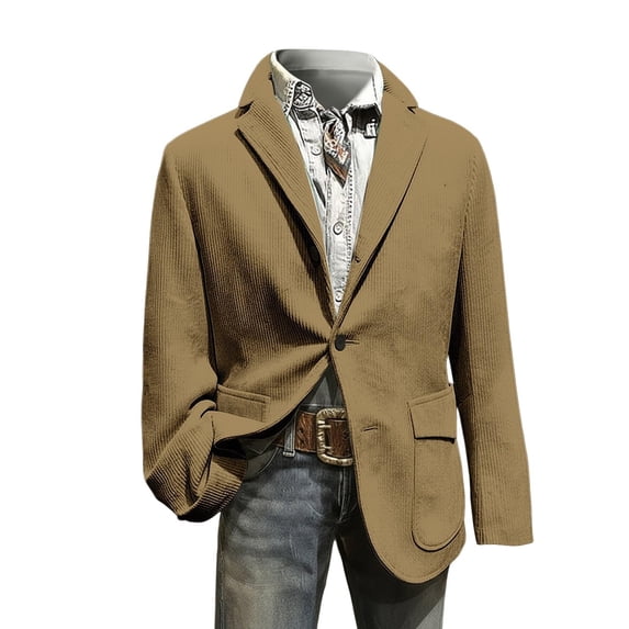 ZVNAΖH Men's Corduroy Christmas Blazer, Single Breasted Holiday Party Jacket with Pockets, Casual Winter Outerwear, S-2XL
