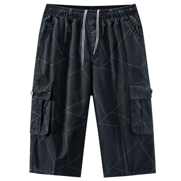 ZVNAΖH Men's Cotton Cargo Shorts Drawstring Elastic Waist Work Shorts Summer Casual Lightweight Sports Shorts Daily Shorts