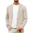 thumbnail image 1 of ZVNAΖH Men's Cotton Linen Blazer, Lightweight Notch Lapel Casual Jacket with Pockets, Breathable Summer Resort Outerwear, S-3XL, 1 of 7