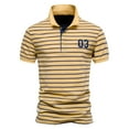 thumbnail image 1 of ZVNAΖH Men's Cotton Short Sleeve T-shirts 3 Button Striped Stand Up Collar Tees Comfy Daily Summer Tops Golf Shirts, 1 of 2